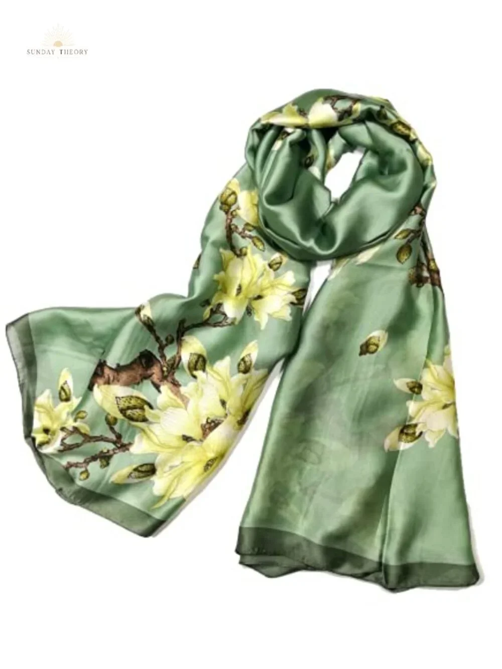 Silk Feel Large Long Floral Satin Scarf for Women - Shawl Wrapper